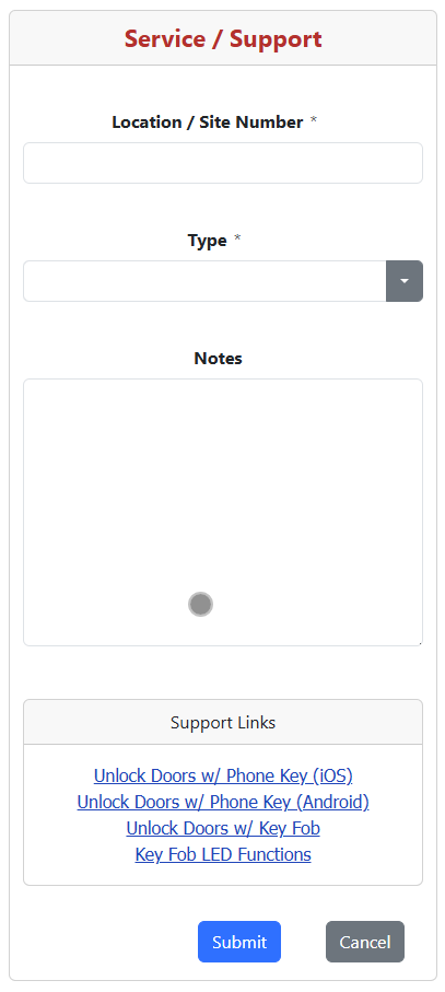 Service Support Form