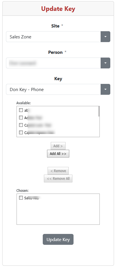 Update Key Form